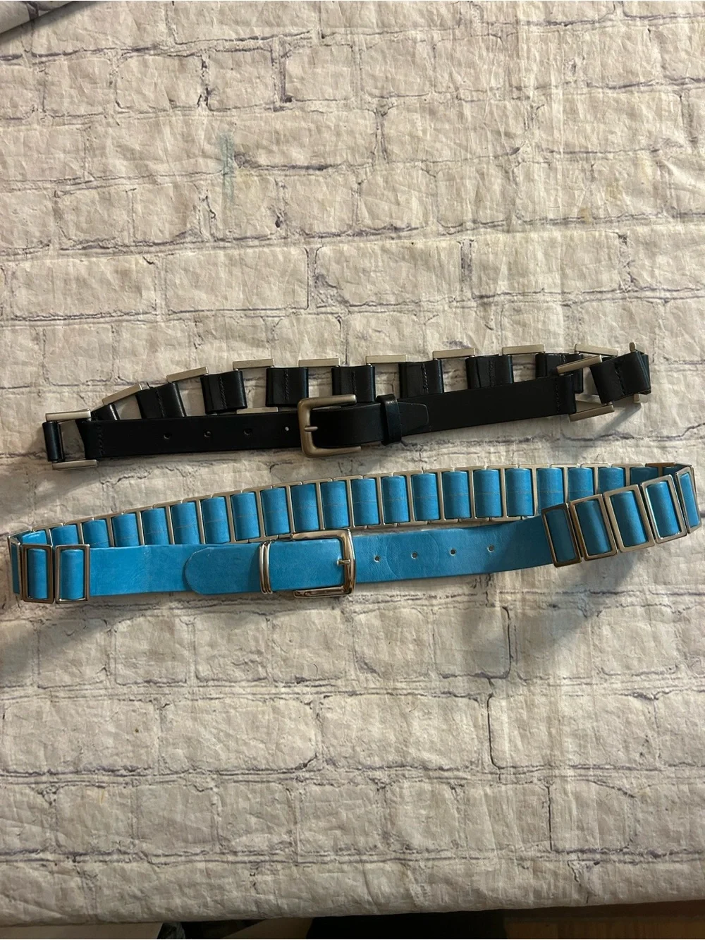 CALVIN KLEIN BLACK LEATHER WITH SILVER TONE CHAIN LINKS & TURQUOISE SILVER BELTS